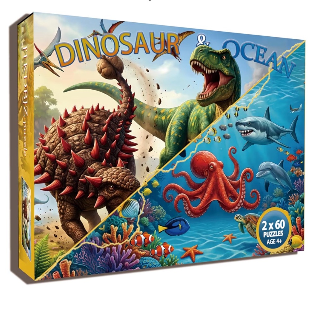 Dinosaur & Ocean Jigsaw Puzzle Set for Kids